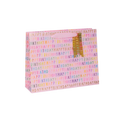 Pink birthday gift bag with colorful happy birthday text large size from Parte Haus party supply store in Bethesda Maryland