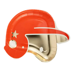 Red and Gold Baseball Helmet Shape Large Dinner Plates