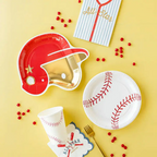 Red and Gold Baseball Helmet Shape Large Dinner Plates