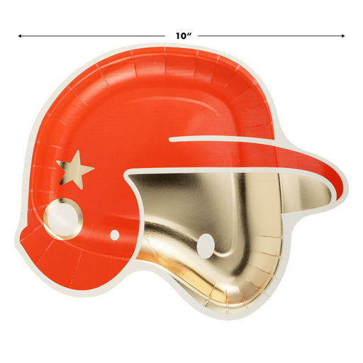 Red and Gold Baseball Helmet Shape Large Dinner Plates
