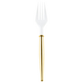 White and Gold Plastic Cocktail Forks - 12 pcs