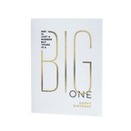 White and gold birthday card with bold text for milestone birthday from Parte Haus party supply store in Bethesda MD