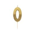 Gold number zero birthday candle with glitter for birthday from Parte Haus party supply store in Bethesda Maryland