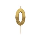 Gold number zero birthday candle with glitter for birthday from Parte Haus party supply store in Bethesda Maryland