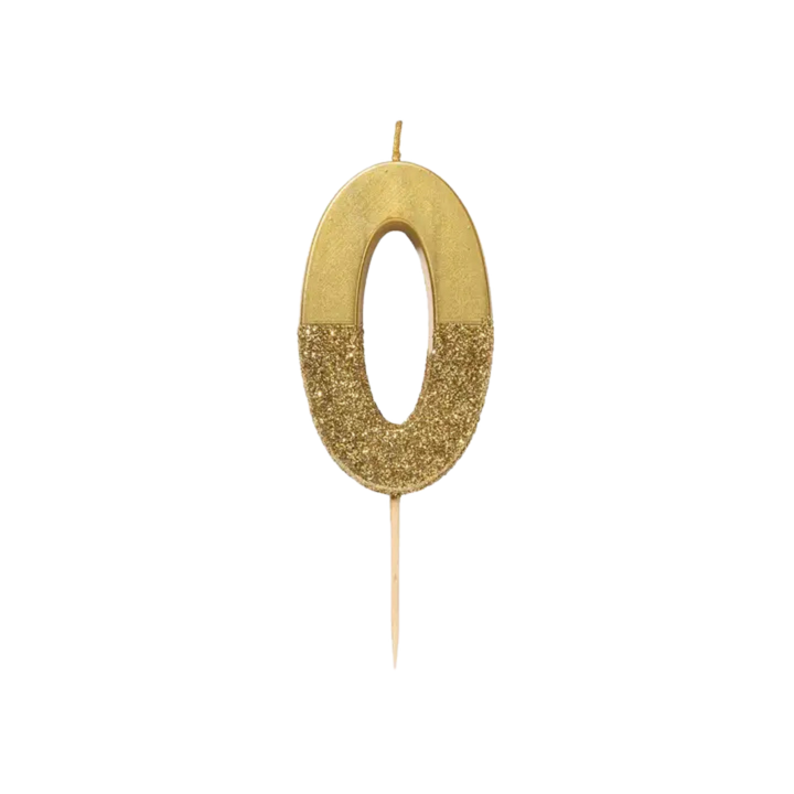 Gold Glitter Birthday Number 0-9 Candles