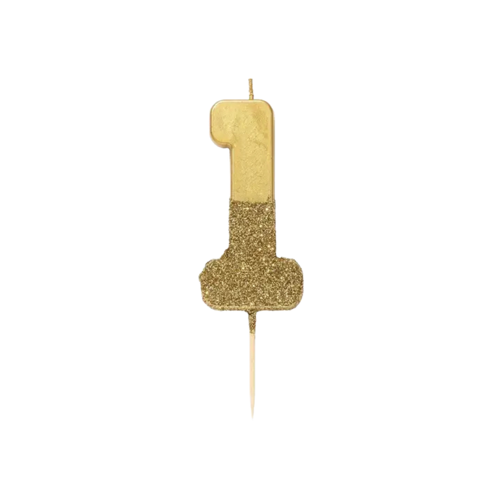 Gold Glitter Birthday Number 0-9 Candles