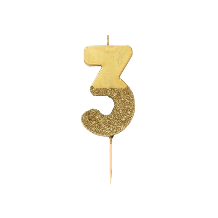 Gold Glitter Birthday Number 0-9 Candles