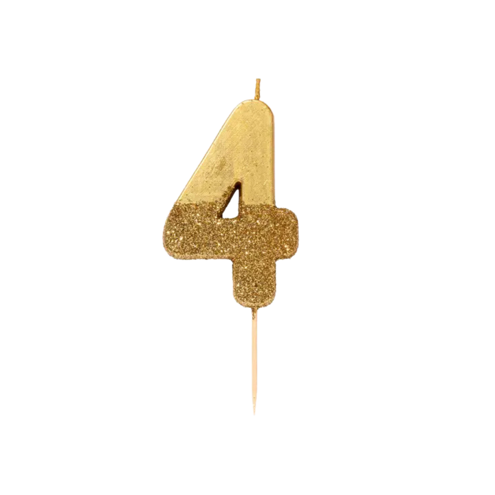 Gold Glitter Birthday Number 0-9 Candles