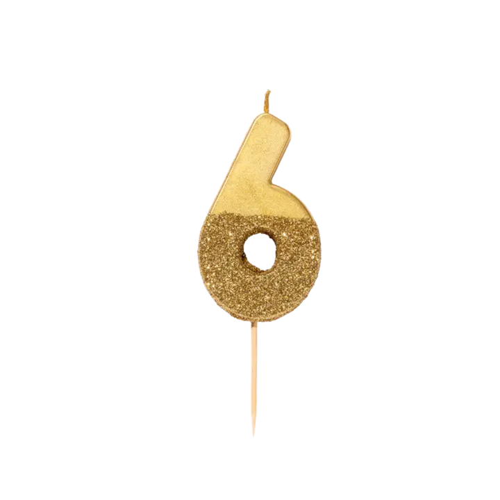Gold Glitter Birthday Number 0-9 Candles