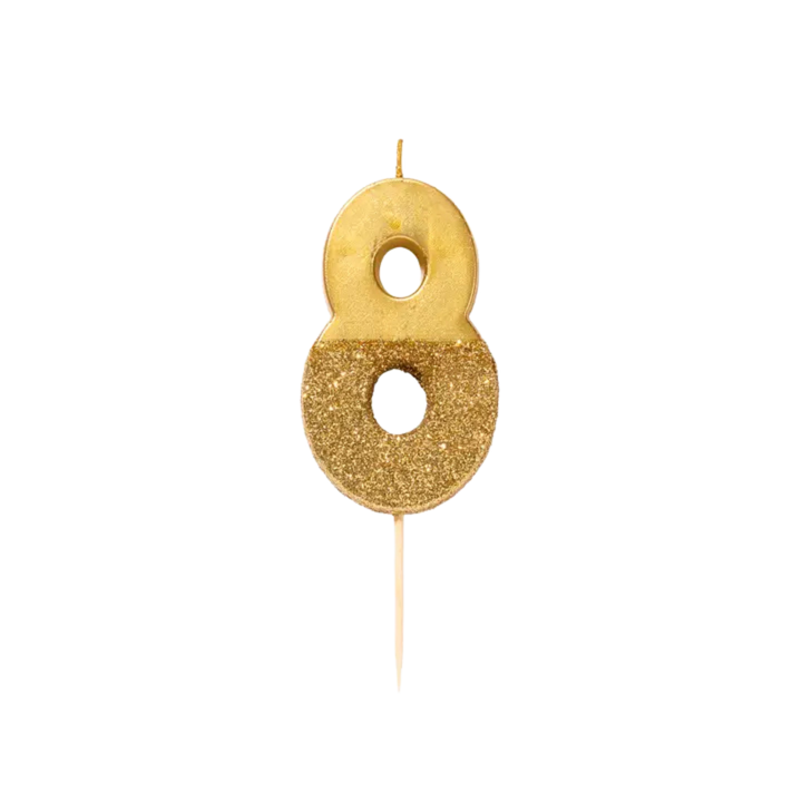 Gold Glitter Birthday Number 0-9 Candles