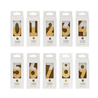 White & Gold Glitter 0-9 Number Candles Set