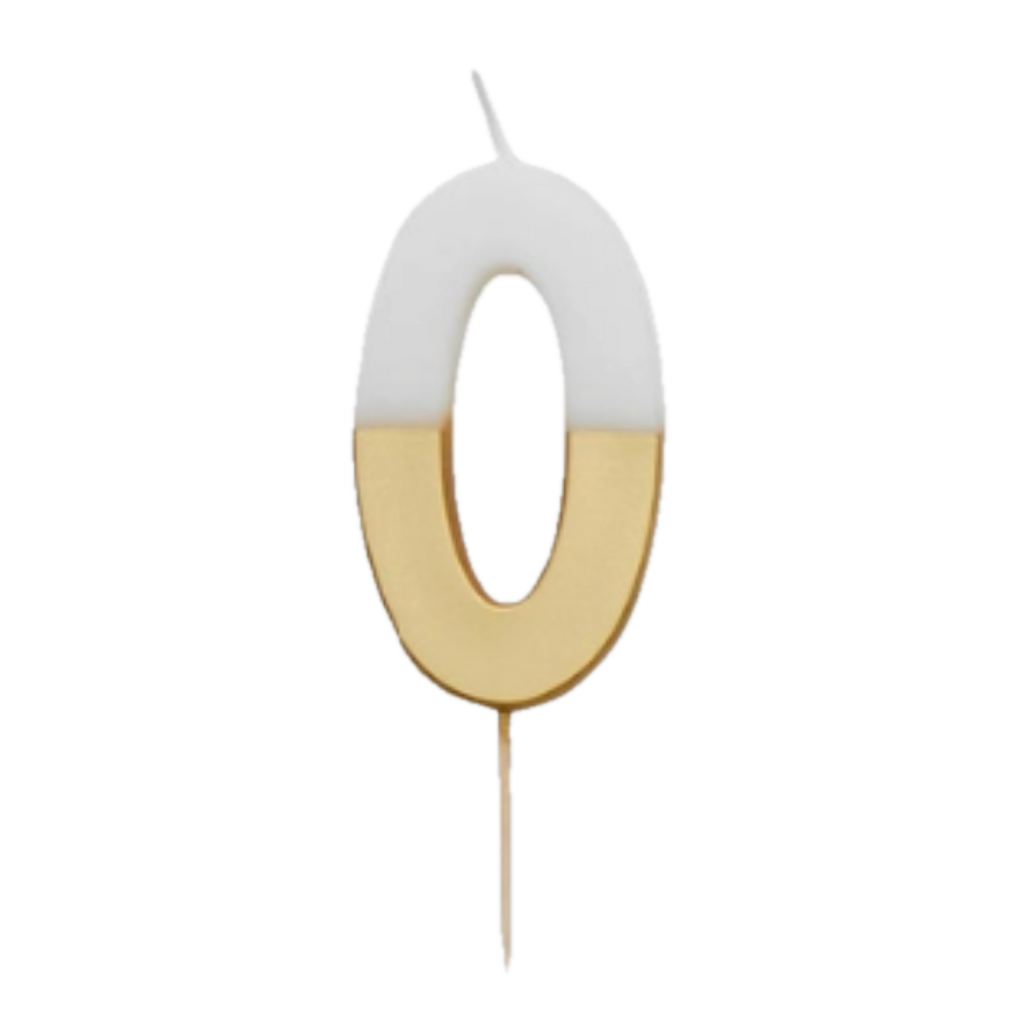 White & Gold Glitter 0-9 Number Candles Set