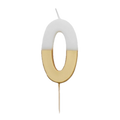 White & Gold Glitter 0-9 Number Candles Set