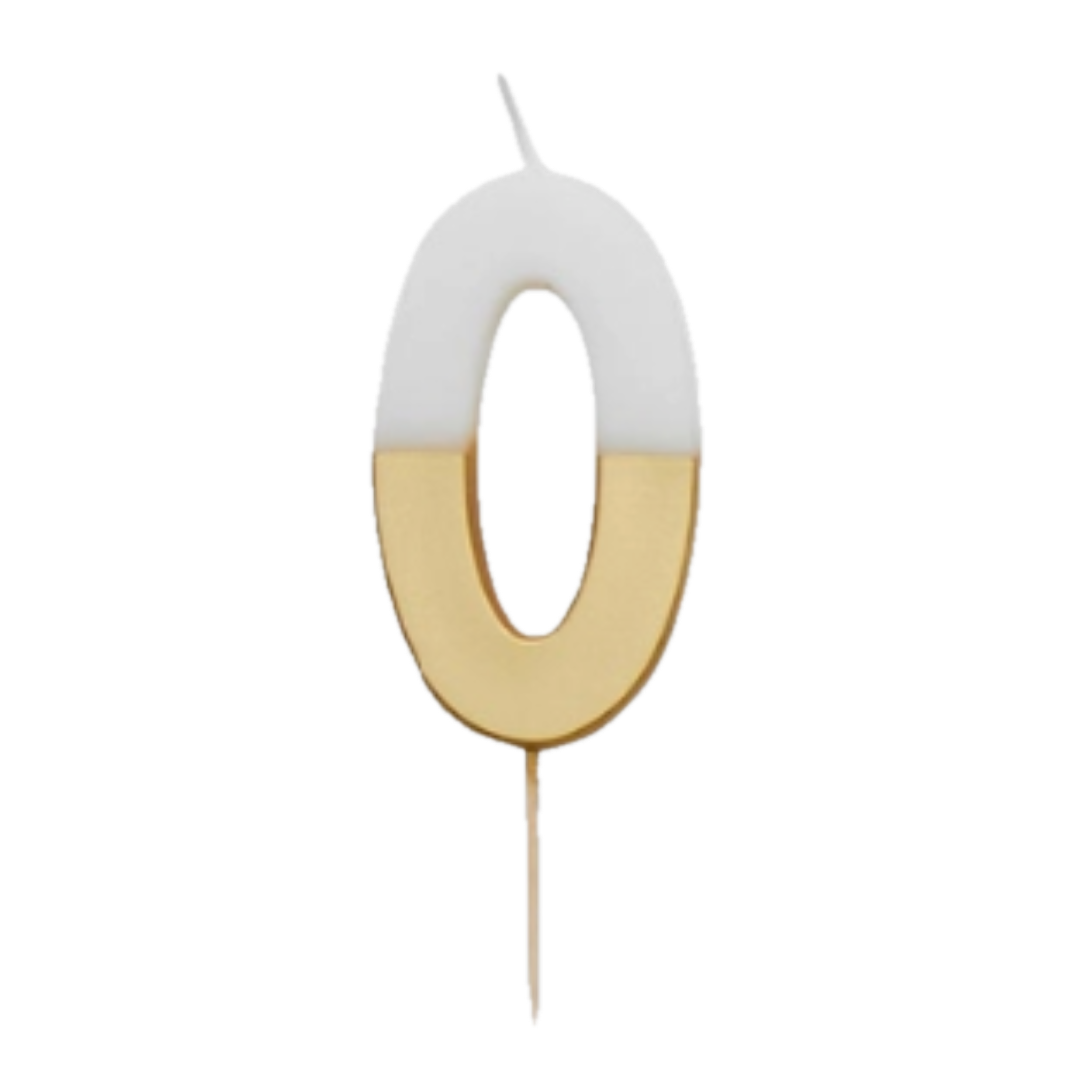 White & Gold Glitter 0-9 Number Candles Set