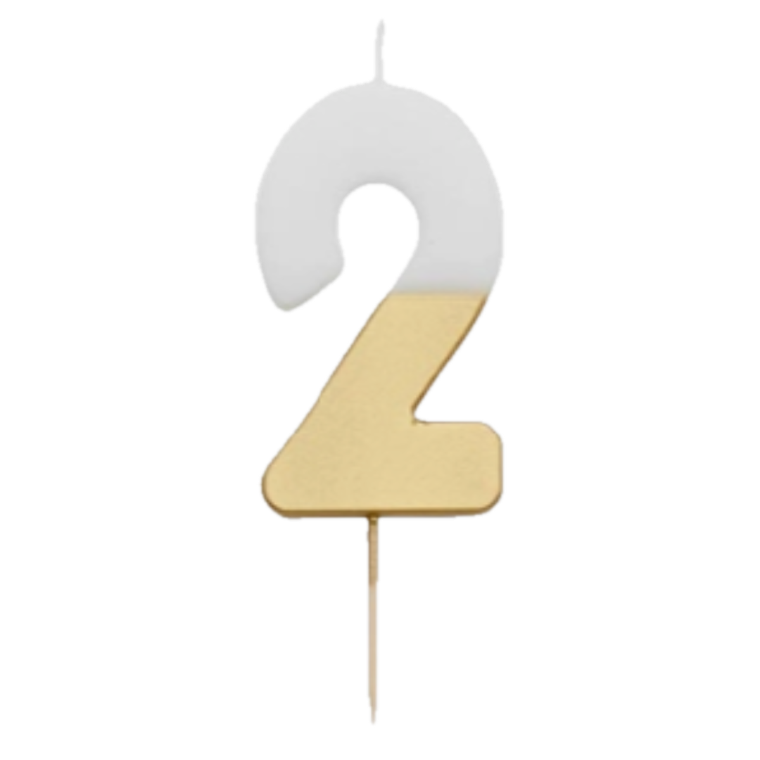 White & Gold Glitter 0-9 Number Candles Set