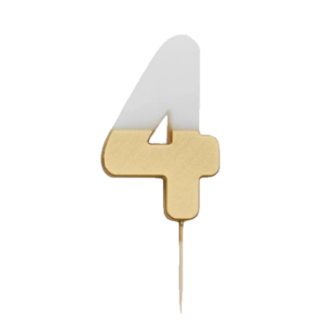 White & Gold Glitter 0-9 Number Candles Set