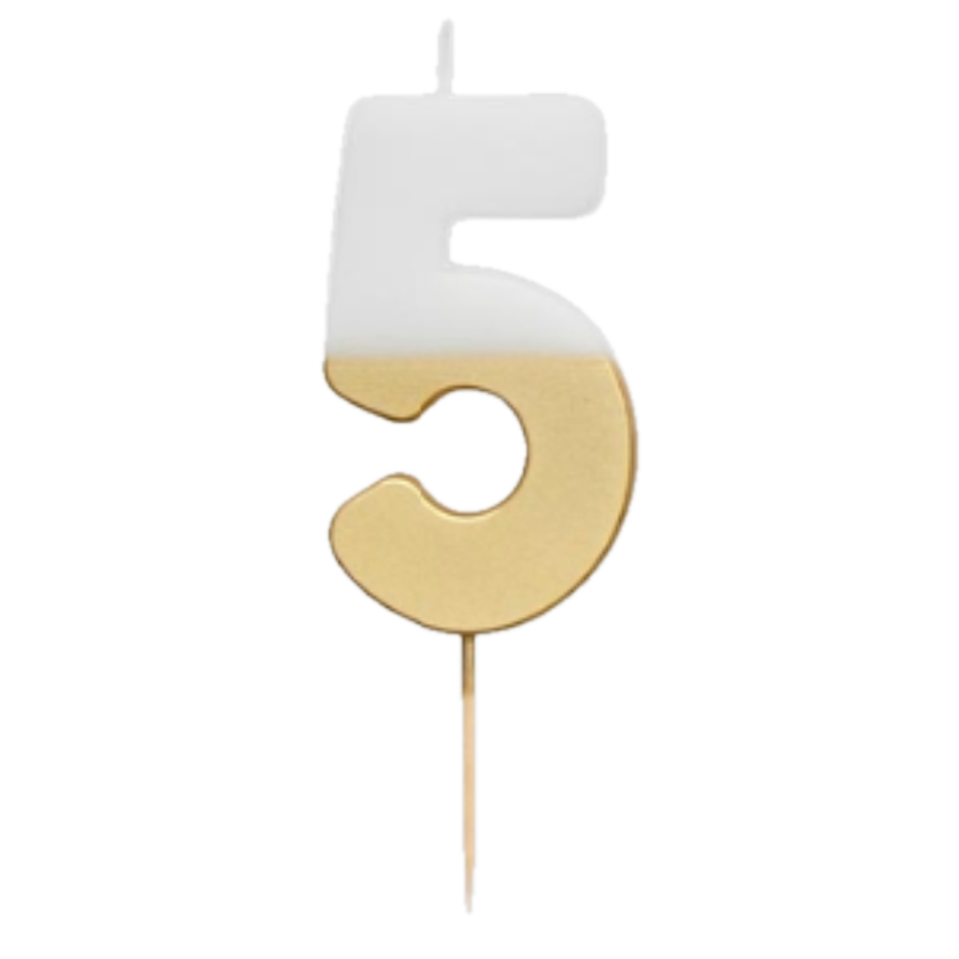 White & Gold Glitter 0-9 Number Candles Set