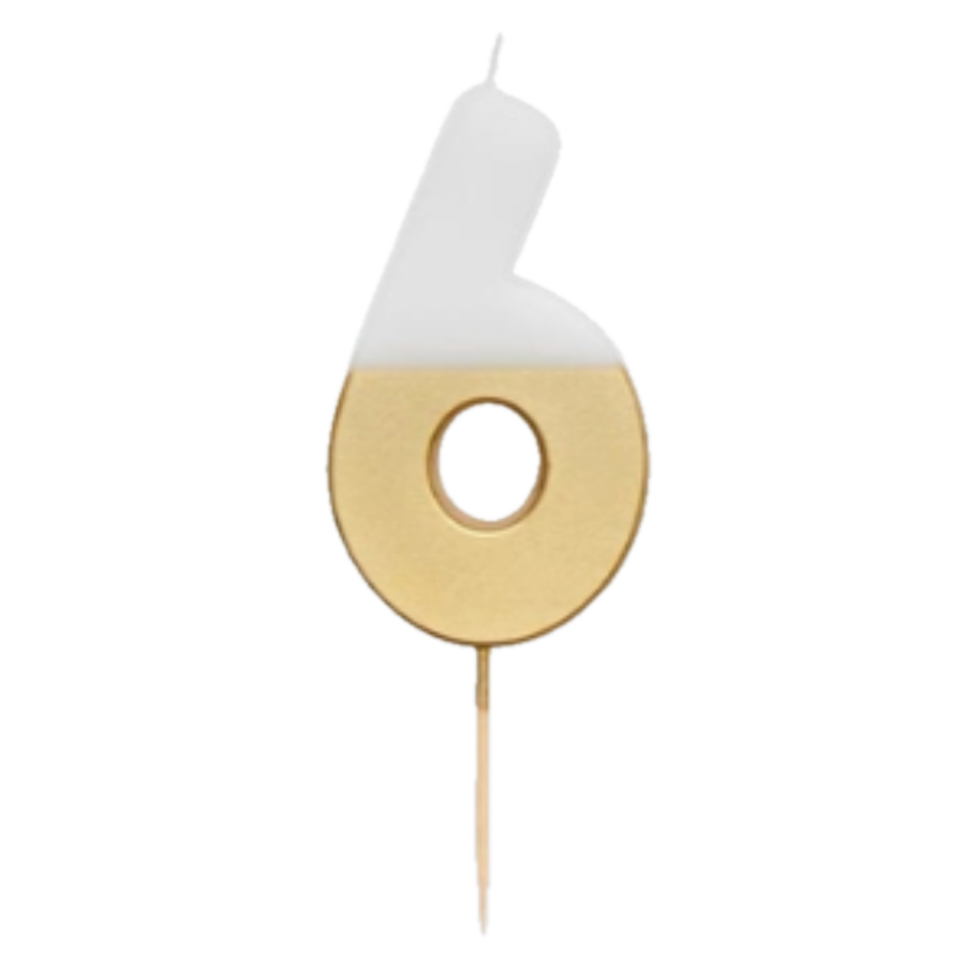 White & Gold Glitter 0-9 Number Candles Set