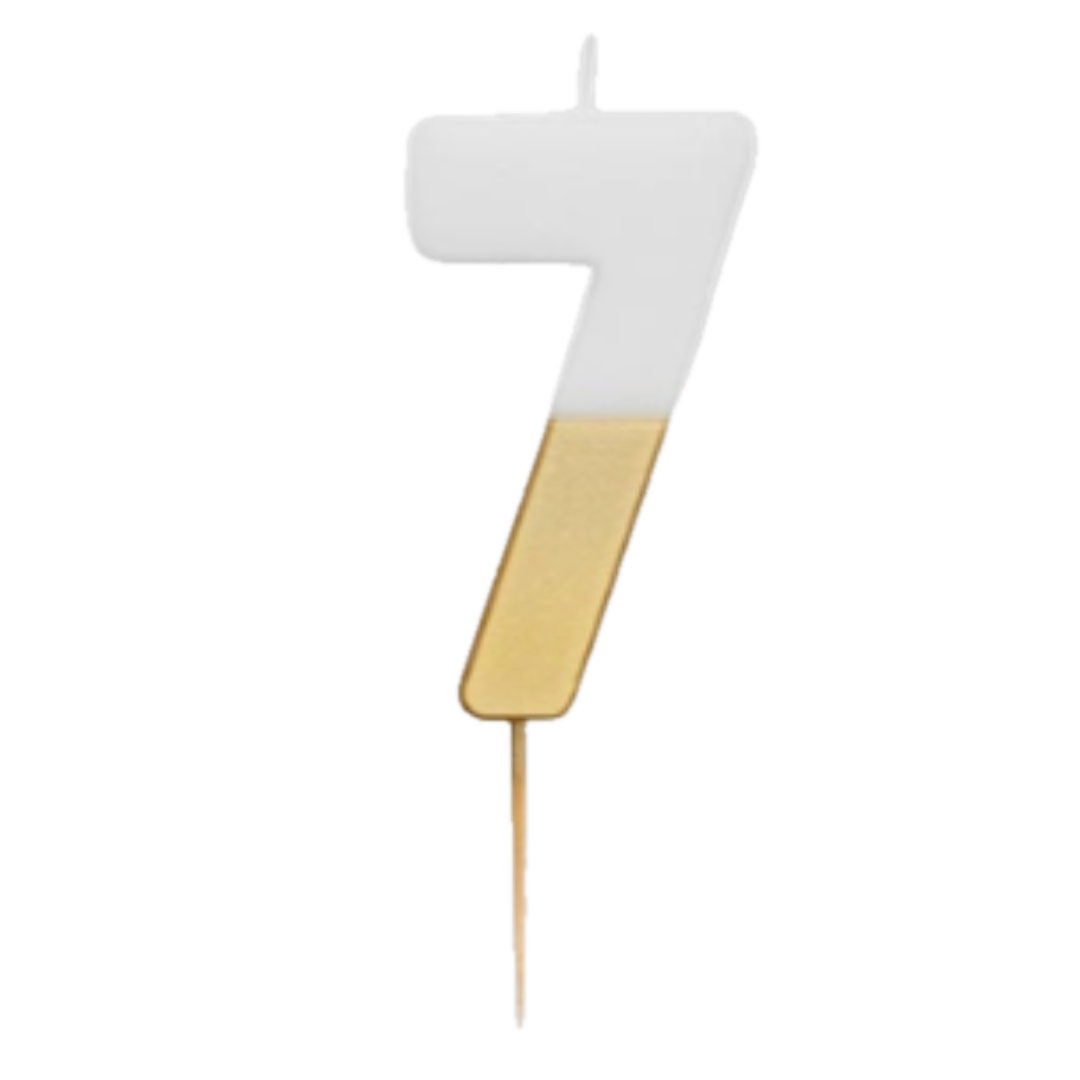 White & Gold Glitter 0-9 Number Candles Set