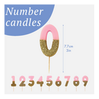 Pink and gold glitter number candles birthday decor from Parte Haus party supply store in Bethesda MD