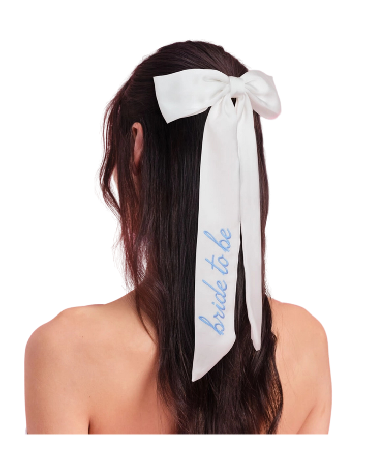 White and Blue "Bride To Be" Bridal Shower Bow