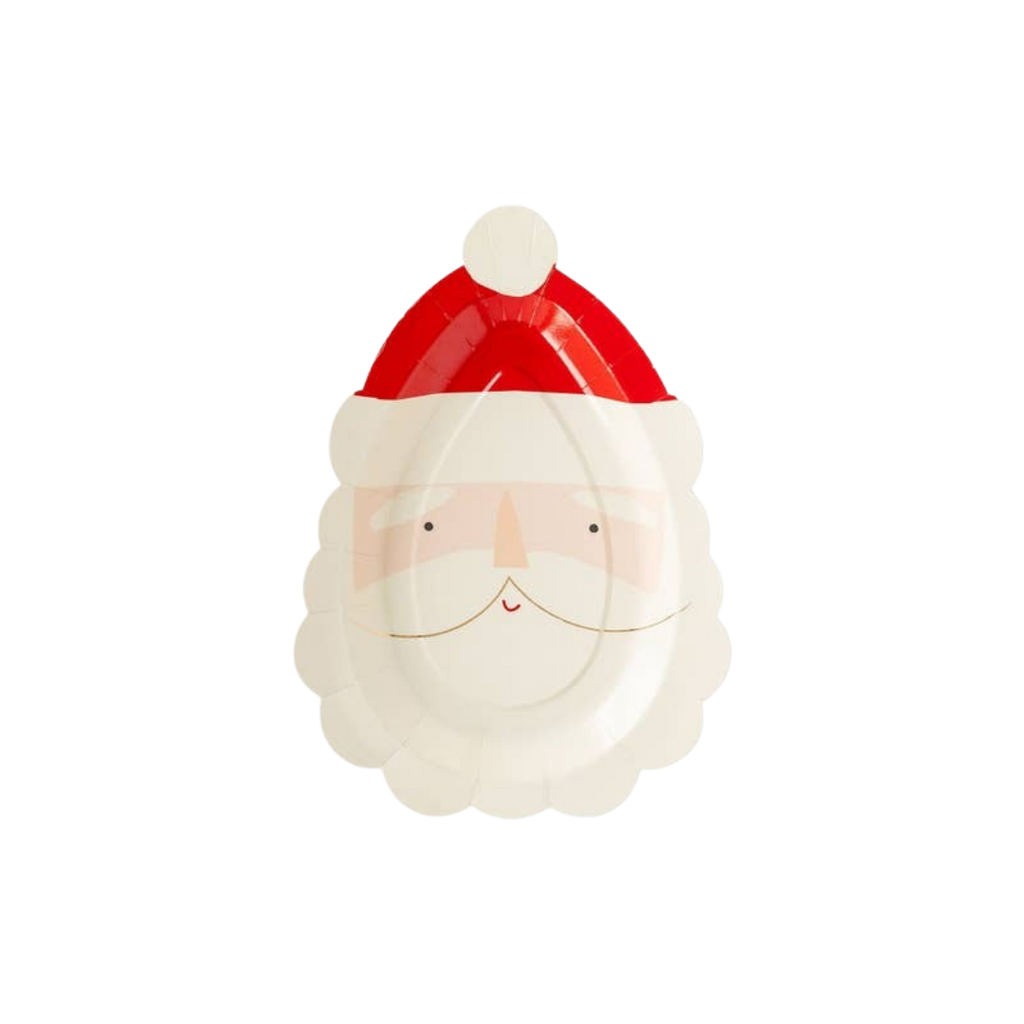 Red and white Santa Claus paper plate Christmas design from Parte Haus party supply store in Bethesda Maryland