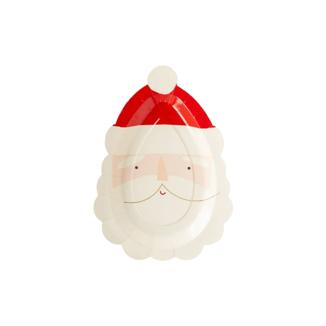 Red and white Santa Claus paper plate Christmas design from Parte Haus party supply store in Bethesda Maryland