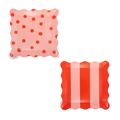 Pink and Red Stripe and Polka Dot Square Scalloped Large Dinner Plates