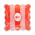 Pink and Red Stripe and Polka Dot Square Scalloped Large Dinner Plates