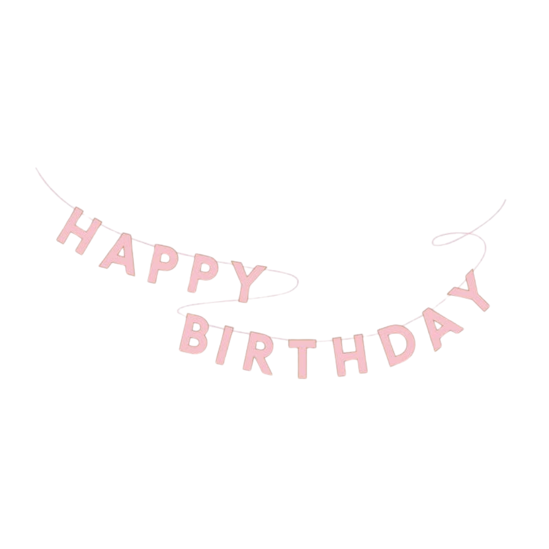 Pink Signature Happy Birthday Banner