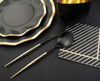 Black and Gold Plastic Cutlery - 24 pcs