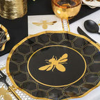 Black and Gold Plastic Cutlery - 24 pcs