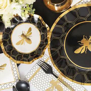 Black and Gold Plastic Cutlery - 24 pcs