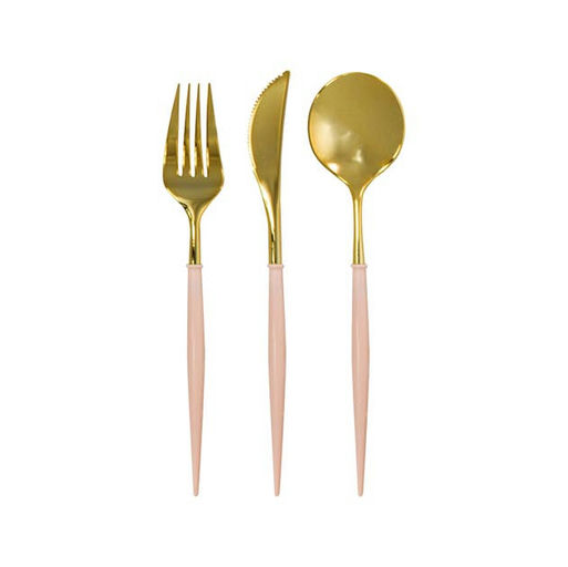 Blush and Gold Plastic Cutlery Set - 36 pcs