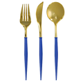 Blue and Gold Plastic Cutlery Set- 24 pcs