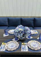 Blue and Gold Plastic Cutlery Set- 24 pcs