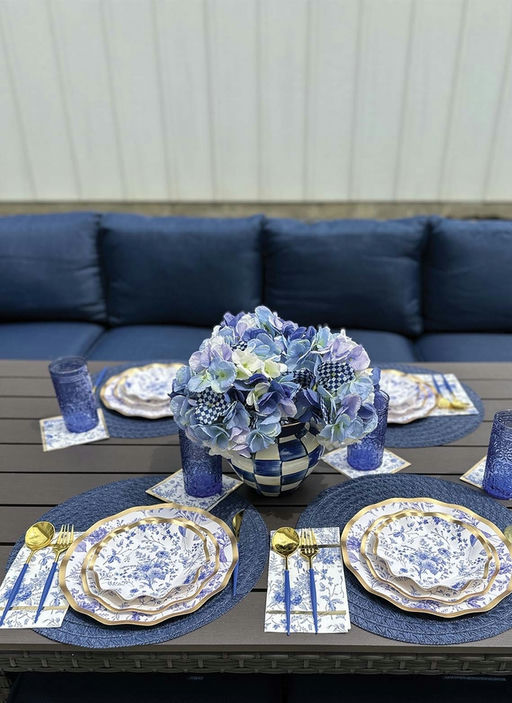 Blue and Gold Plastic Cutlery Set- 24 pcs
