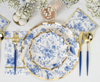Blue and Gold Plastic Cutlery Set- 24 pcs
