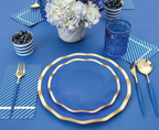 Blue and Gold Plastic Cutlery Set- 24 pcs