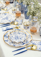 Blue and Gold Plastic Cutlery Set- 24 pcs