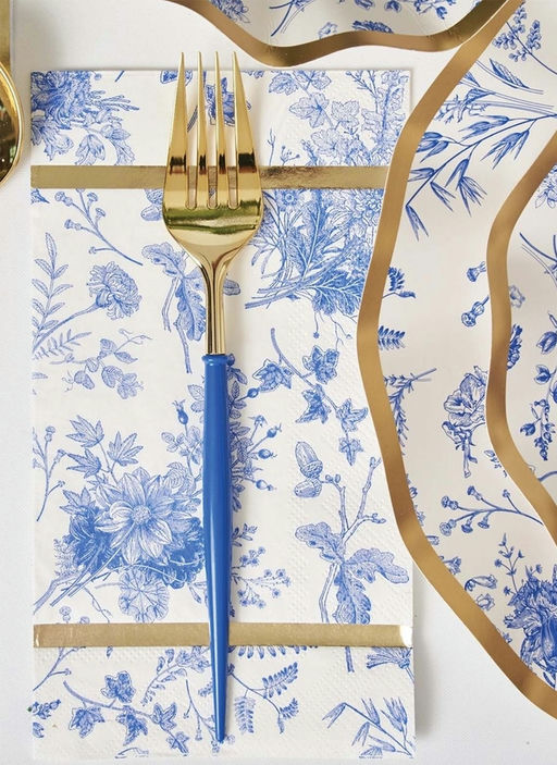 Blue and Gold Plastic Cutlery Set- 24 pcs