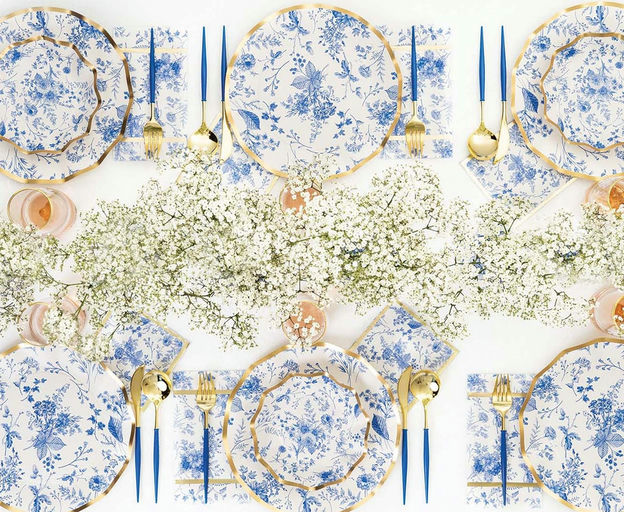 Blue and Gold Plastic Cutlery Set- 24 pcs
