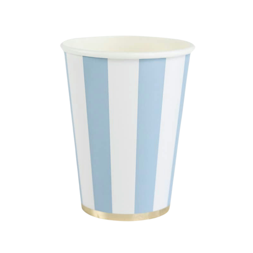 Sky Blue Cabana Stripe Cups