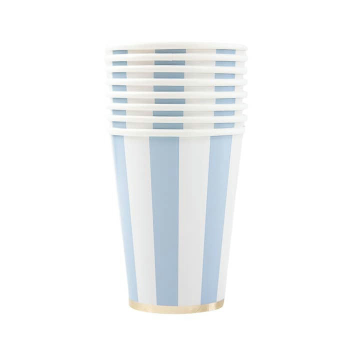 Sky Blue Cabana Stripe Cups
