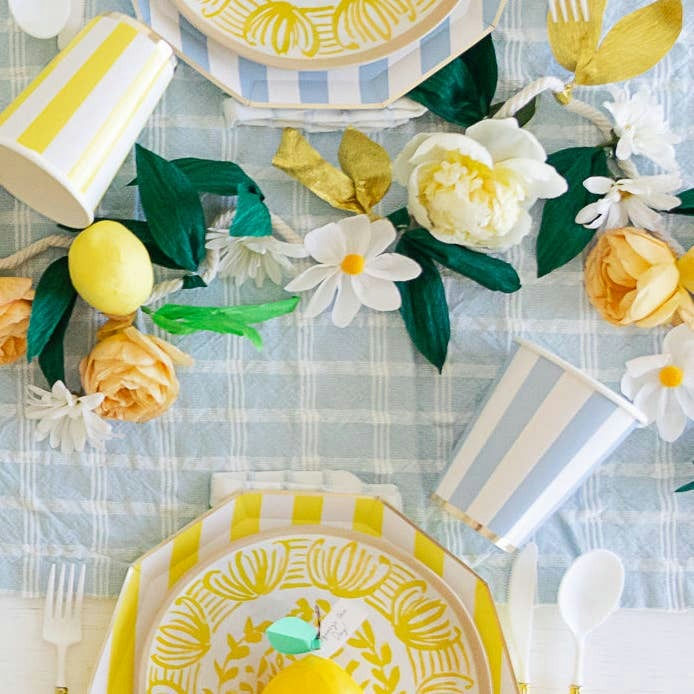 Sky Blue Cabana Stripe Cups