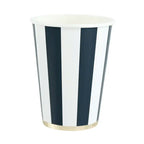 Midnight Blue and White Cabana Stripe Paper Cups
