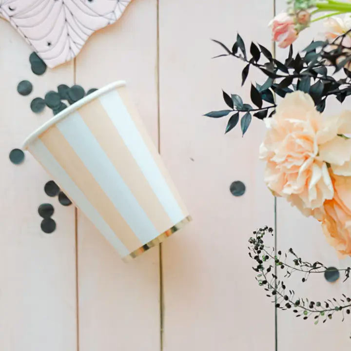 Sweet Peach Cabana Stripe Paper Cups