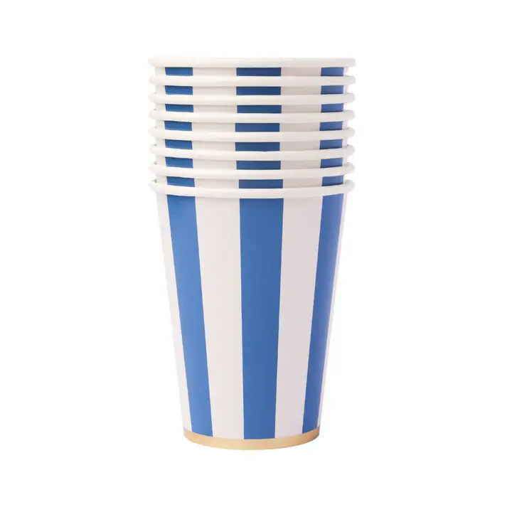 Palisades Blue Signature Cabana Stripe Paper Cups