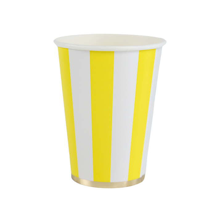 Yellow Cabana Stripe Paper Cups
