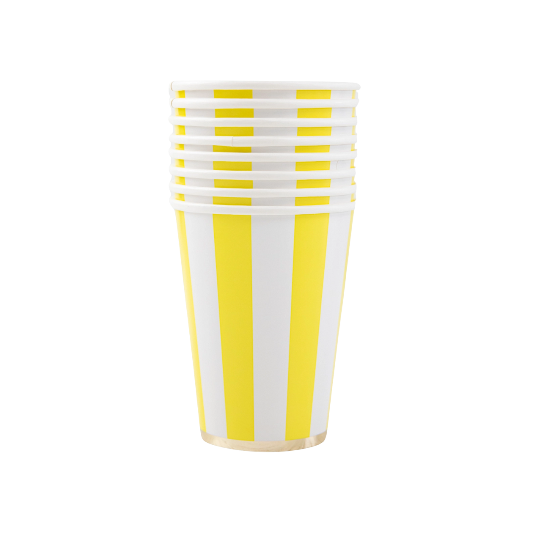 Yellow Cabana Stripe Paper Cups